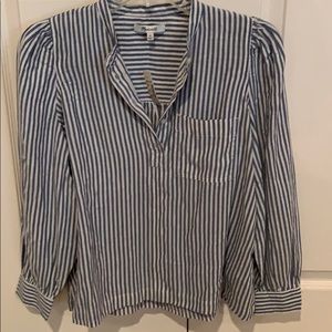 New Madewell Blue and White Stripe Top